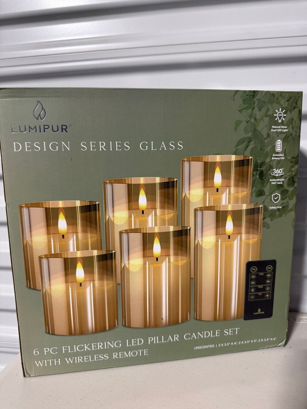 Lumipur 6pc Flickering LED Pillar Candle Set